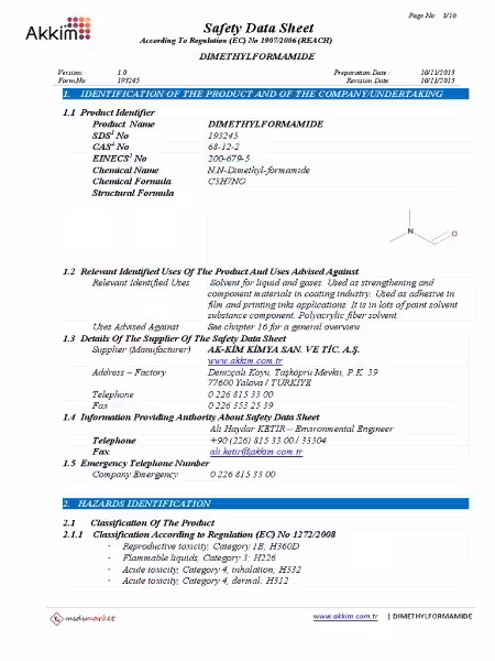 Understanding Dimethylformamide MSDS: A Comprehensive Guide