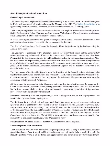 Understanding Italian Labour Law Understanding Italian Labour Law