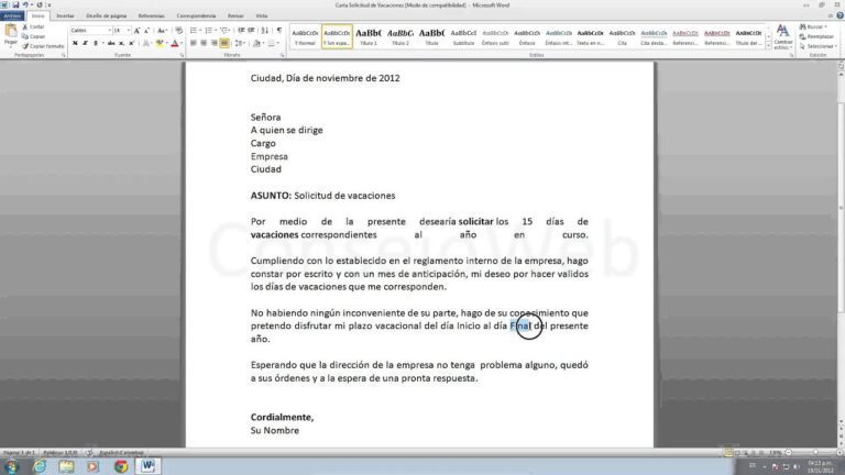 Modelo De Carta Solicitud Pago De Vacaciones No Gozadas